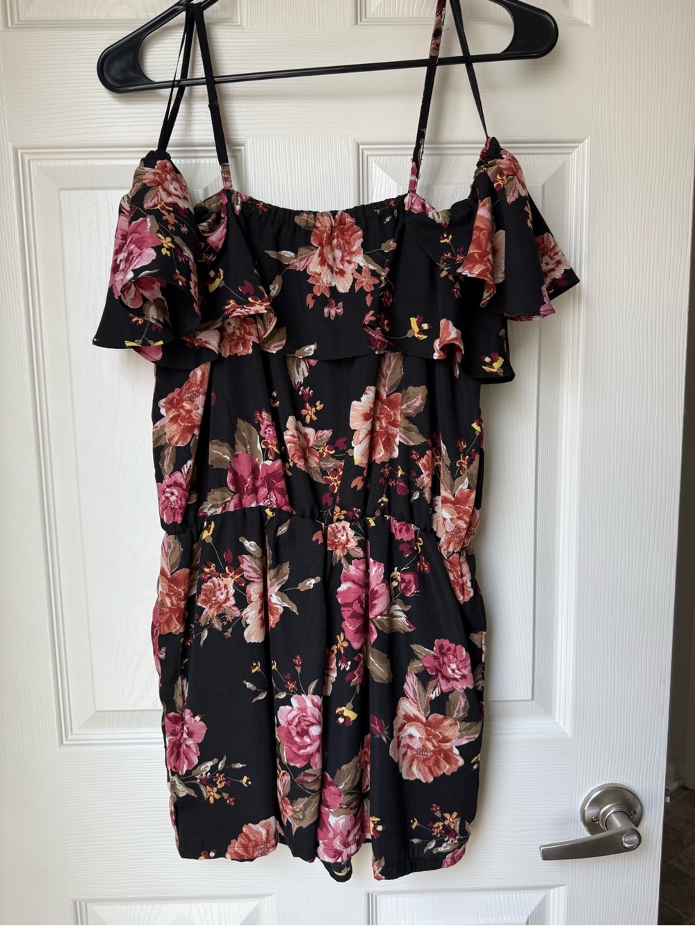 Love Black Floral Mini Dress with Pink & Peach Blooms